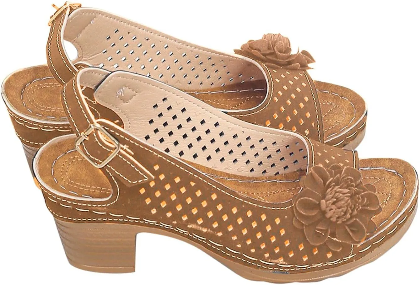 Women Comfy Casual Shoe Open Toe Hollow Flower Wedge Heel Slippers Sandals Flip Flops Women 8 Sandals