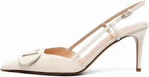 Women Heeled Slingback Sandals Closed Pointed Toe Stiletto High Heels Patent Leather Pumps Slip-On Backless Evening Prom Party Dress Shoes