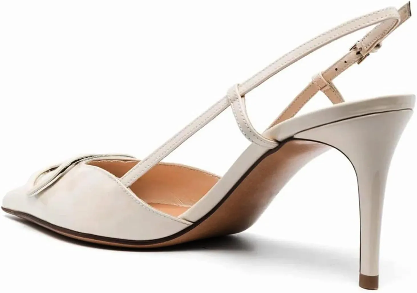 Women Heeled Slingback Sandals Closed Pointed Toe Stiletto High Heels Patent Leather Pumps Slip-On Backless Evening Prom Party Dress Shoes