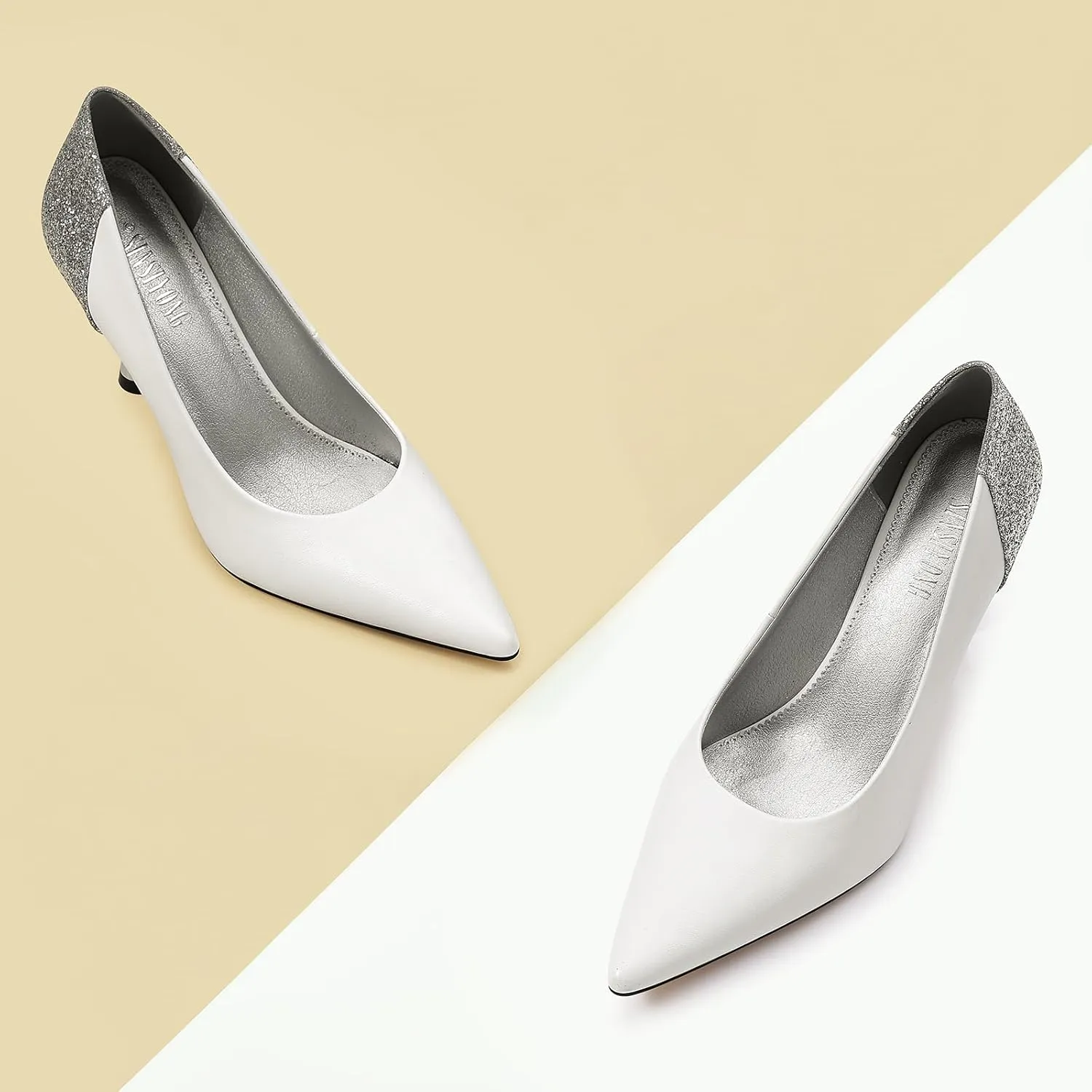 Women Pumps Pointed Toe Stiletto High Heels Splicing Vintage Dress Wedding Shoes