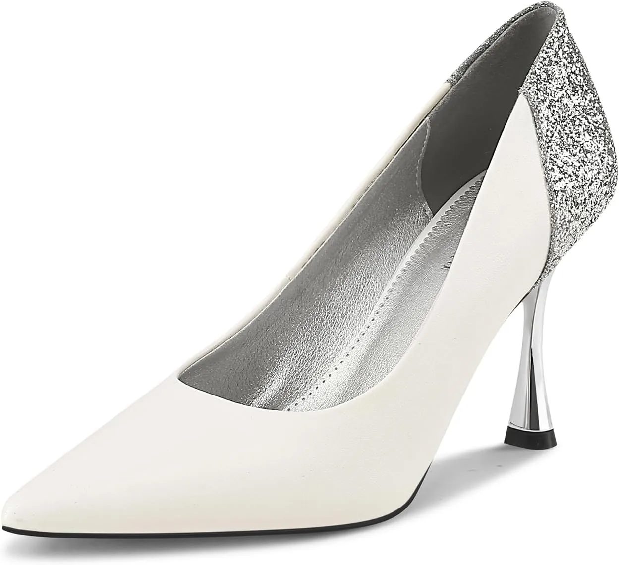Women Pumps Pointed Toe Stiletto High Heels Splicing Vintage Dress Wedding Shoes