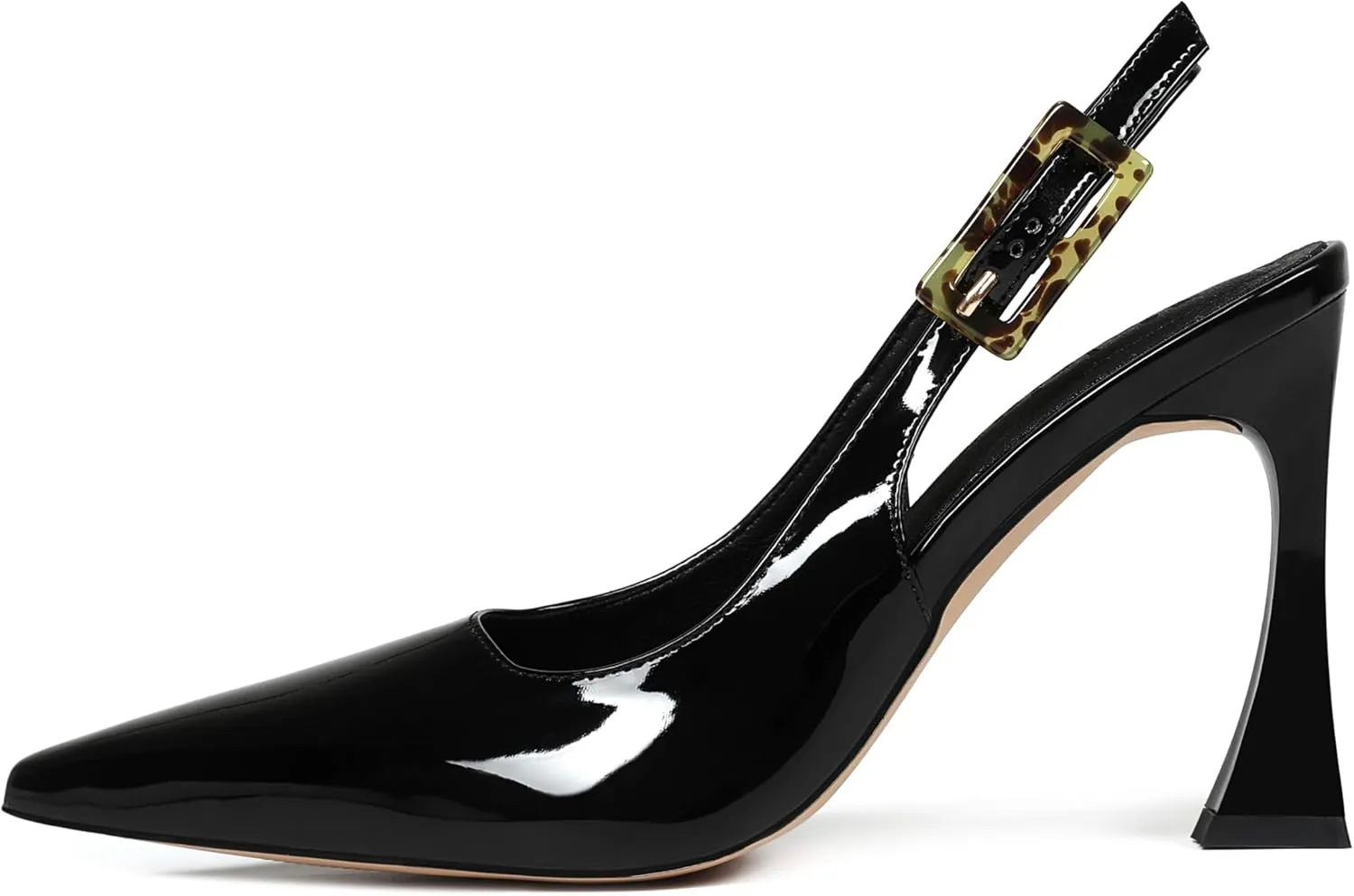 Women Slingback Pointed Toe Stiletto Pumps Slip-on Buckle Strap Patent High Heels Office Lady Casual Party Wedding Prom Fashion Shoes