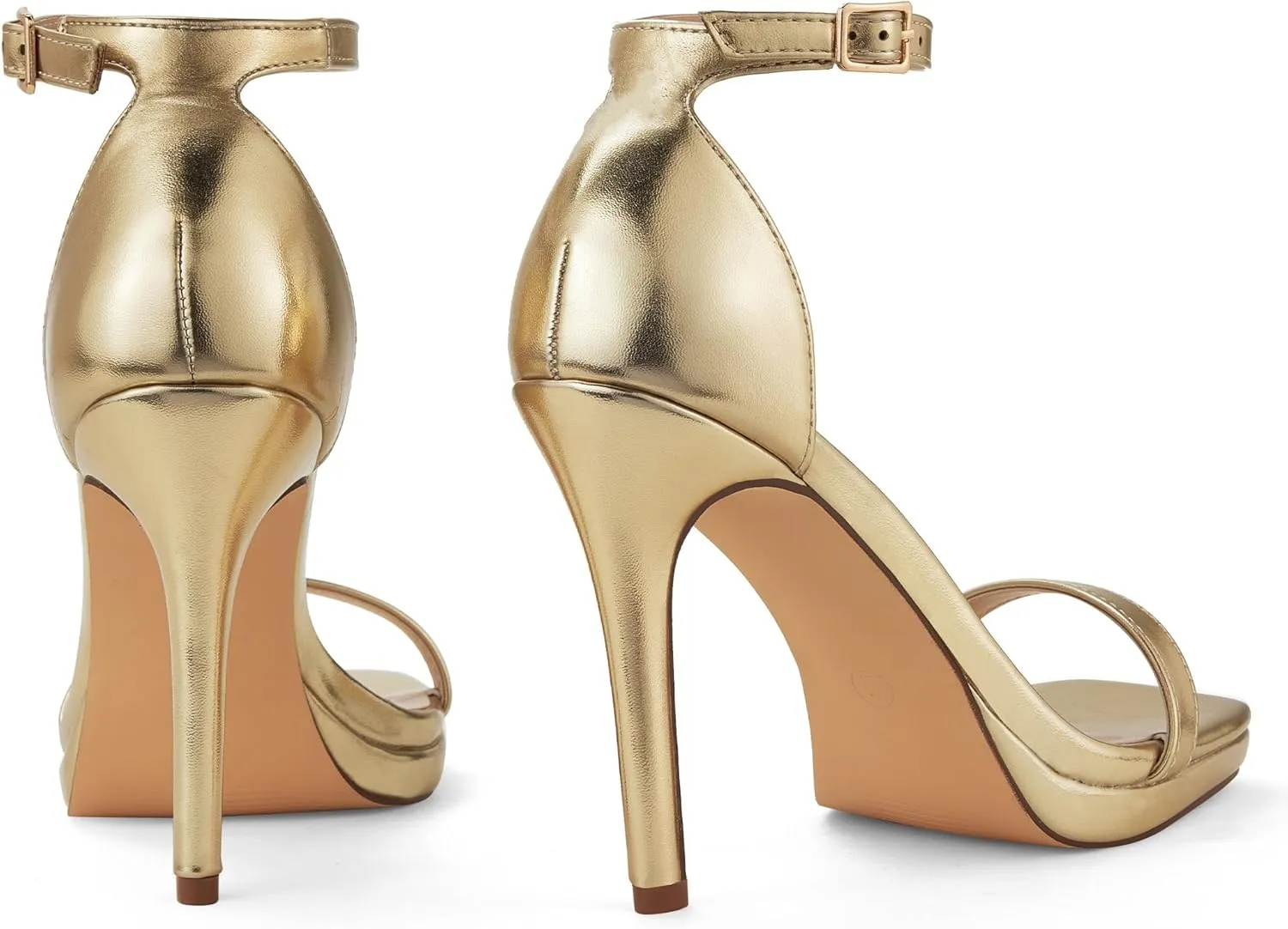 Women Strappy High Heeled Sandals,4.3-Inch Stiletto Open Square Toe Heels with Ankle Strap at Wedding Bride Prom Date Work Church Dressy