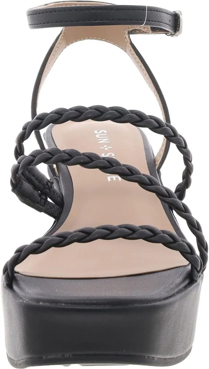 Womens Alyssaa Braided Faux Leather Strappy Sandals
