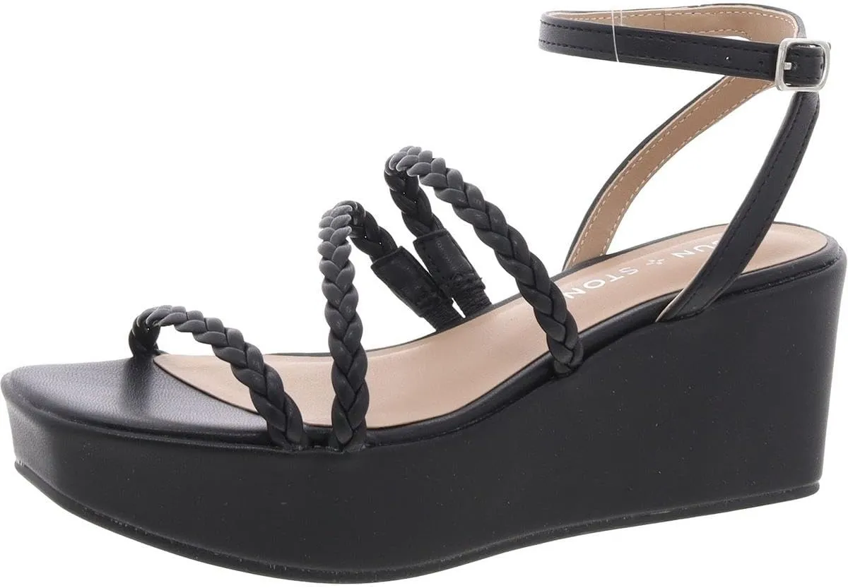 Womens Alyssaa Braided Faux Leather Strappy Sandals