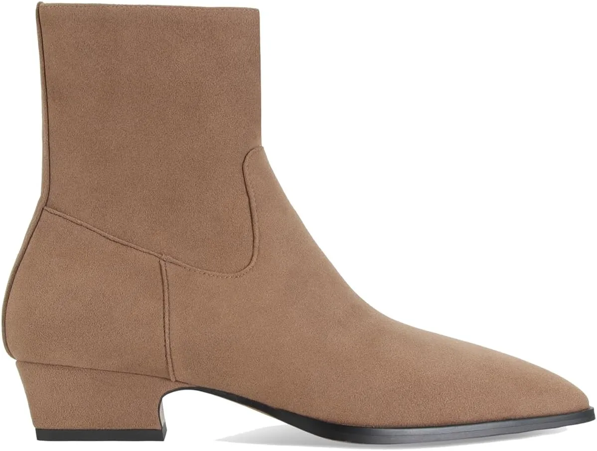 Women's Ankle Boots Square Toe Low Chunky Block Heel Booties Comfortable Short Boots Side Zipper Booties Shoes