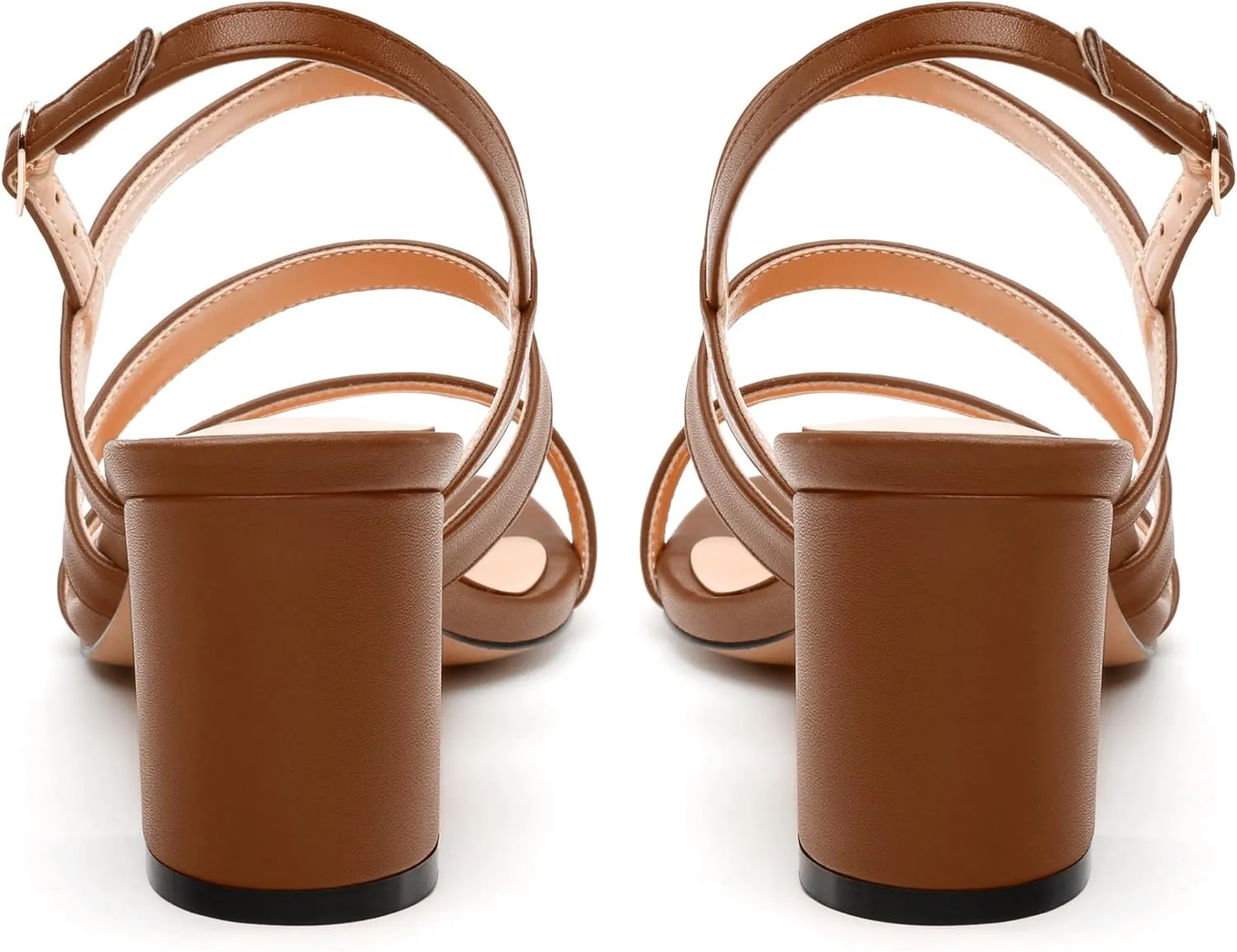 Womens Ankle Strap Sandals, Mid Block Heel Open Toe Strappy Sandals for Women, Low Chunky Heel Comfort Sandals 2"