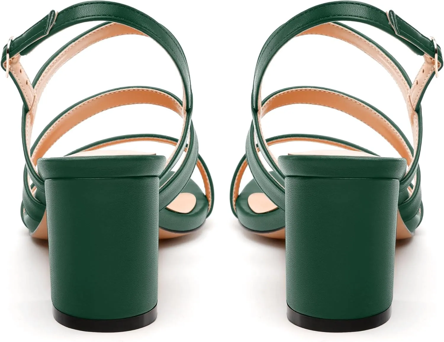 Womens Ankle Strap Sandals, Mid Block Heel Open Toe Strappy Sandals for Women, Low Chunky Heel Comfort Sandals 2"