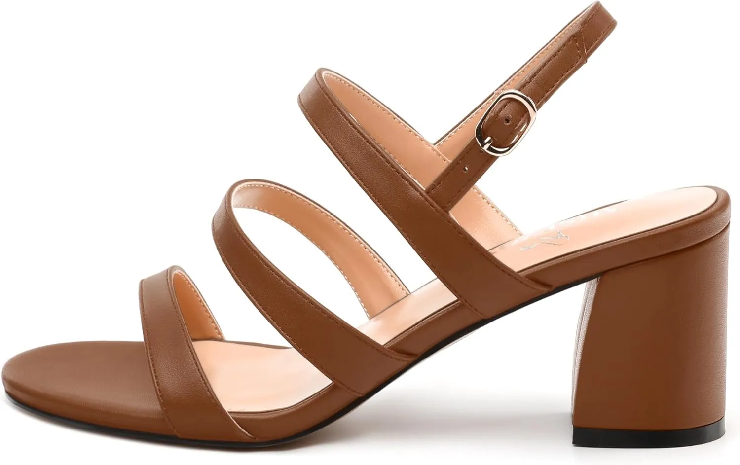 Womens Ankle Strap Sandals, Mid Block Heel Open Toe Strappy Sandals for Women, Low Chunky Heel Comfort Sandals 2"