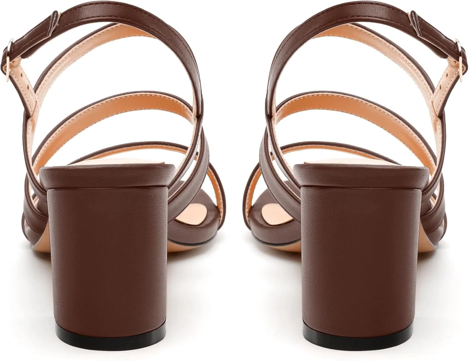 Womens Ankle Strap Sandals, Mid Block Heel Open Toe Strappy Sandals for Women, Low Chunky Heel Comfort Sandals 2"