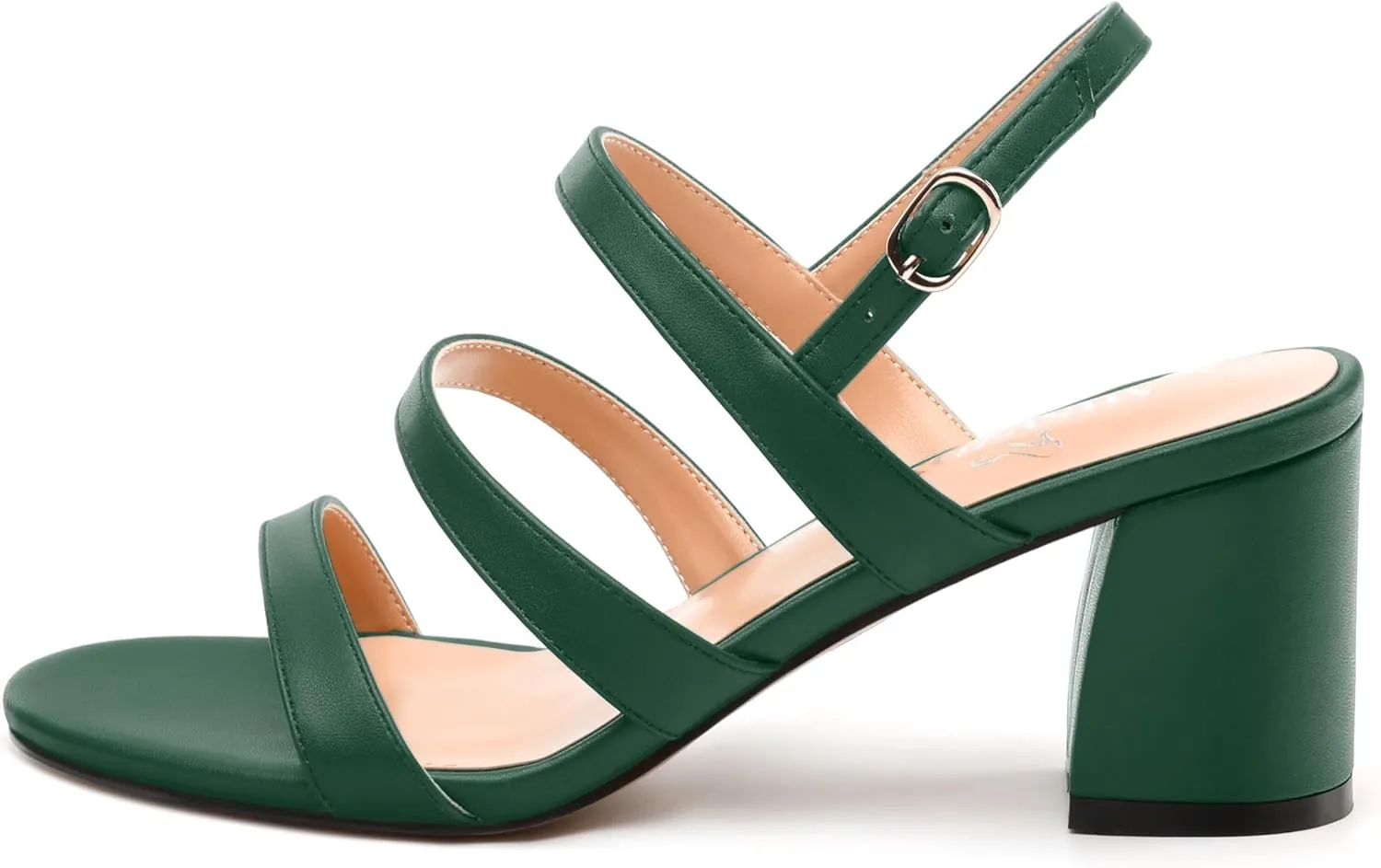 Womens Ankle Strap Sandals, Mid Block Heel Open Toe Strappy Sandals for Women, Low Chunky Heel Comfort Sandals 2"