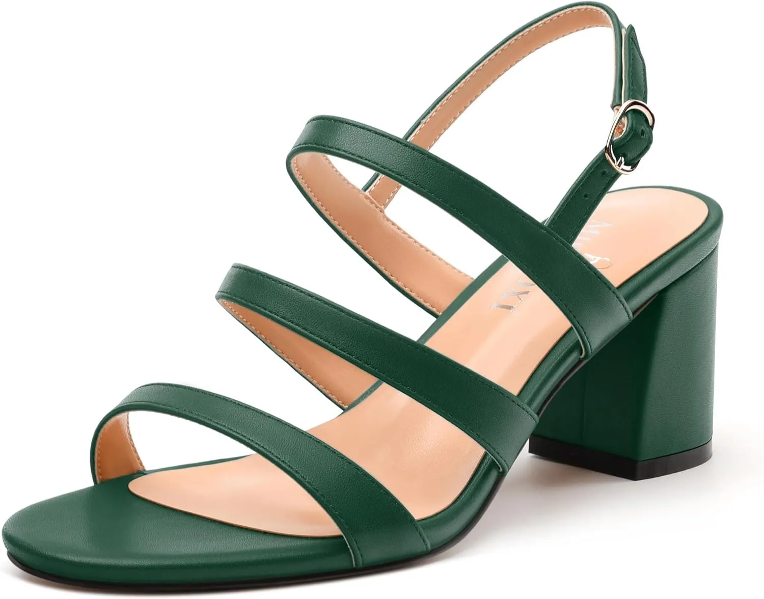 Womens Ankle Strap Sandals, Mid Block Heel Open Toe Strappy Sandals for Women, Low Chunky Heel Comfort Sandals 2"