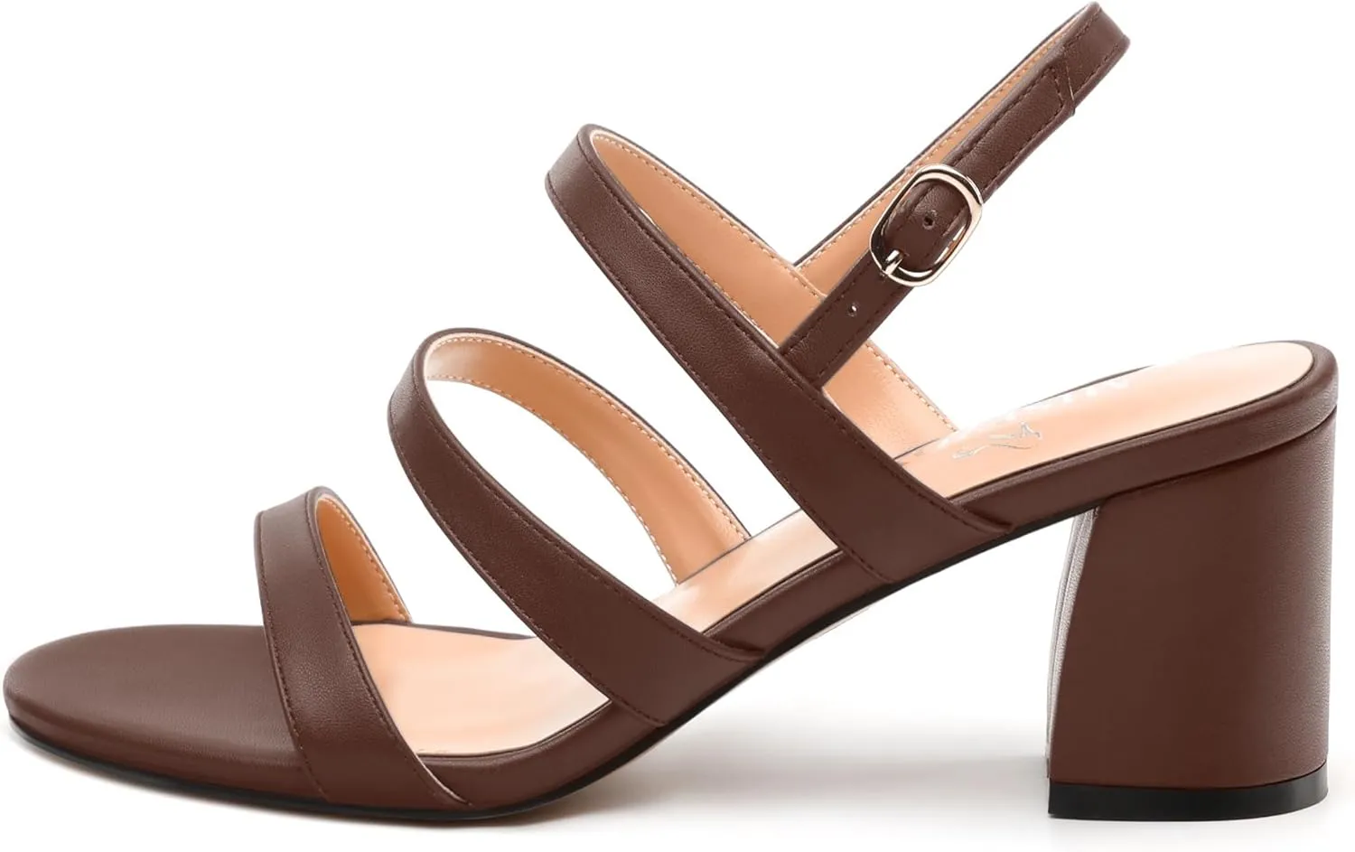 Womens Ankle Strap Sandals, Mid Block Heel Open Toe Strappy Sandals for Women, Low Chunky Heel Comfort Sandals 2"