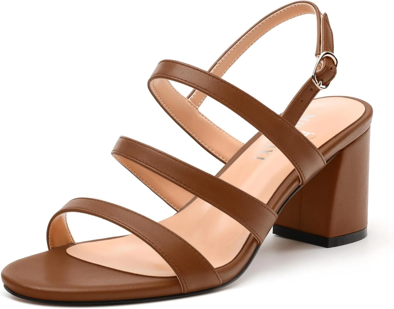 Womens Ankle Strap Sandals, Mid Block Heel Open Toe Strappy Sandals for Women, Low Chunky Heel Comfort Sandals 2"