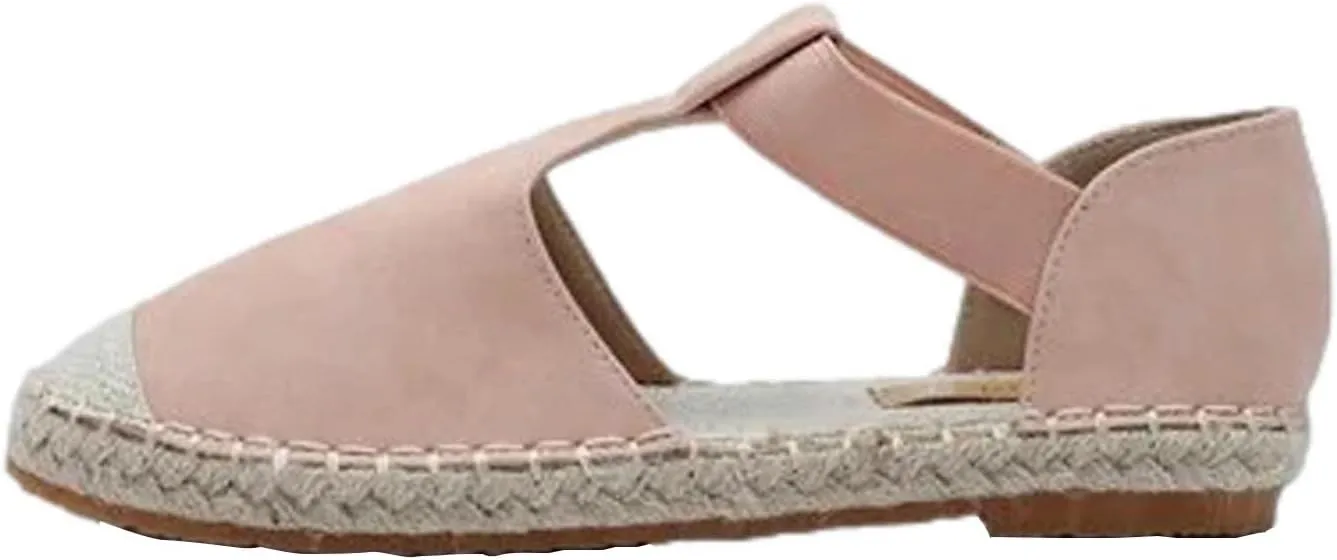 Women's Casual Espadrille Sandals with Closed Toe Vintage Flats Sandal Comfy Walking Jute Sole Summer Footwear