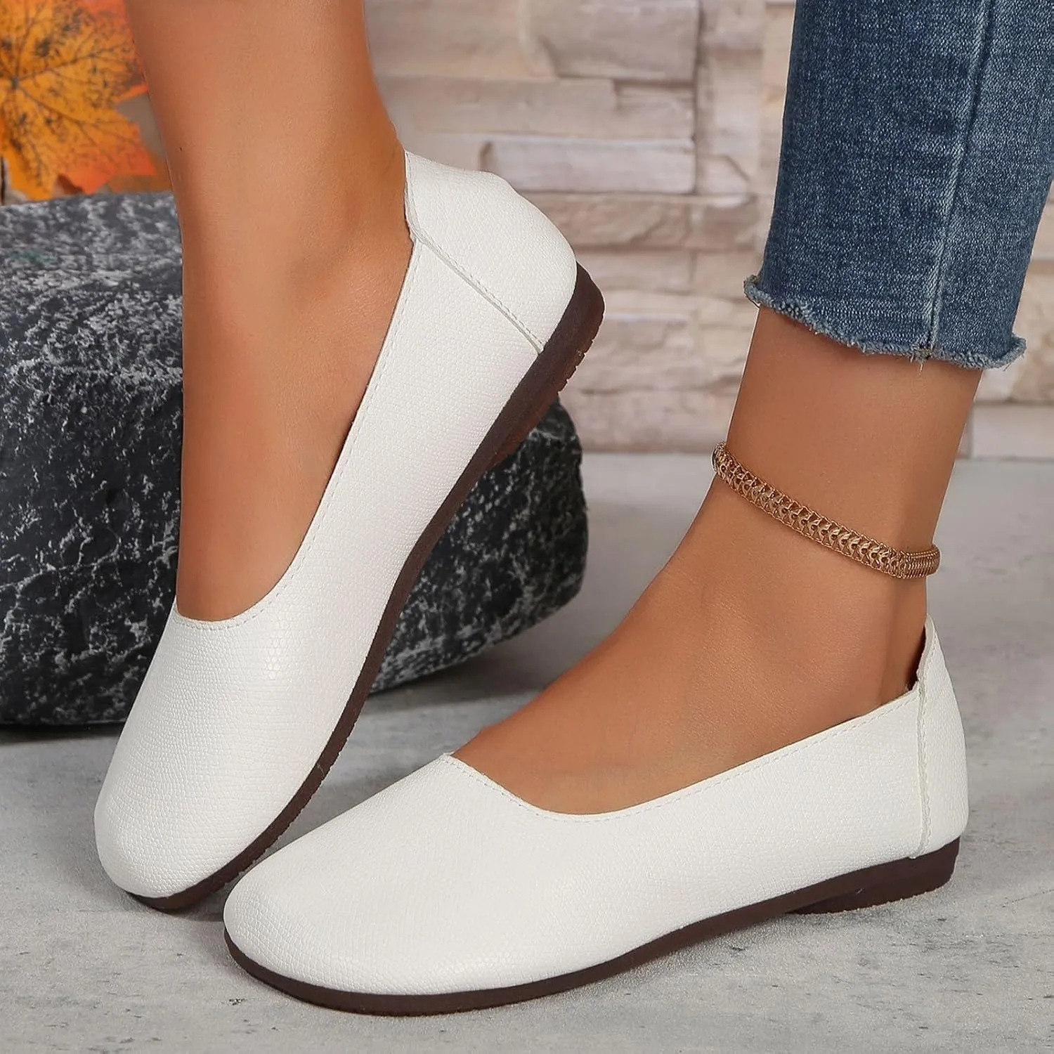 Women's Casual Loafers Cute Slip On Comfort Walking Flats Leather Driving Dress Shoes Fashion Closed Toe Boat Shoes