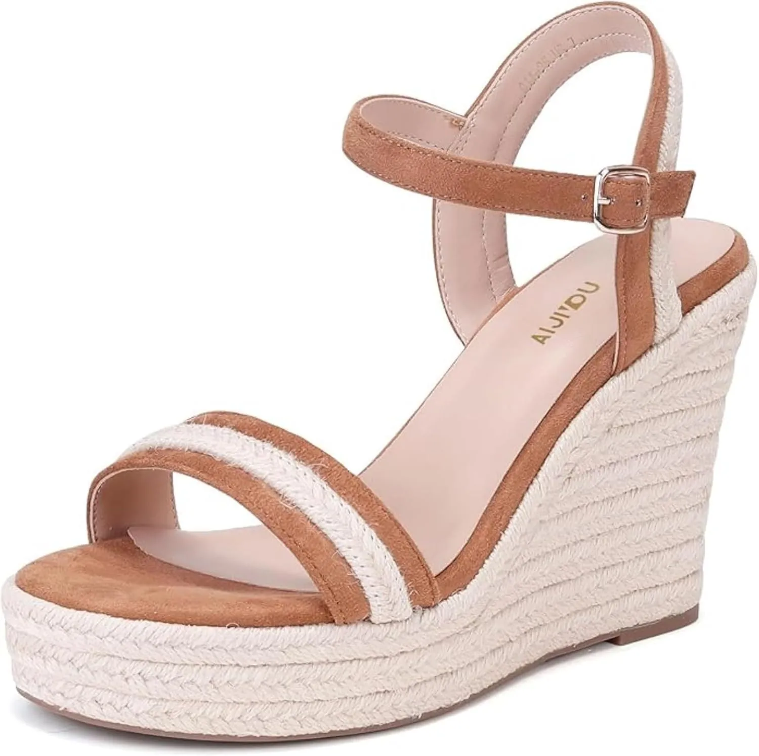 Women's Classic Summer Platform Dress Sandals Wedge Ankle Strap Round Open Toe Sandals Comfy Sloping High Heels for Women Casual Beach
