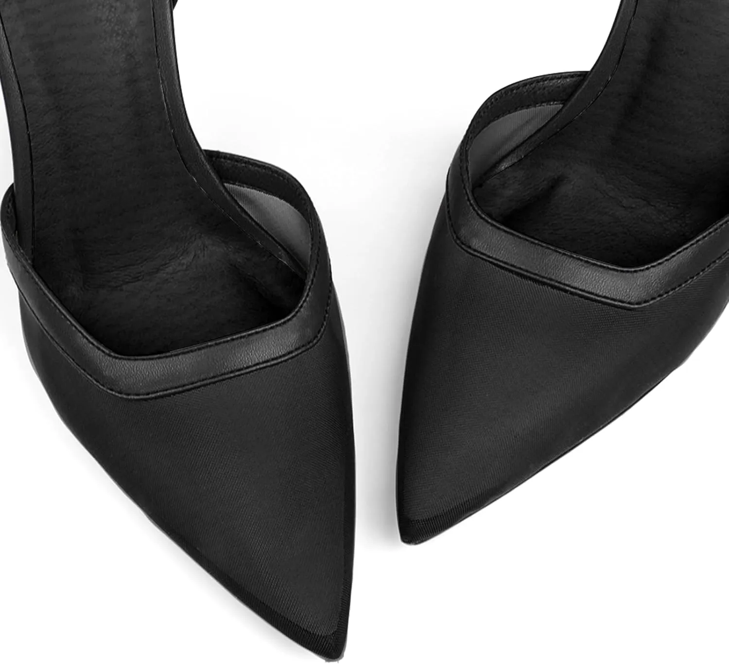 Women's Closed Toe Heeled Sandals Ankle Buckle Strap Mesh Shoes Funky Cowhide Pointed Dresses