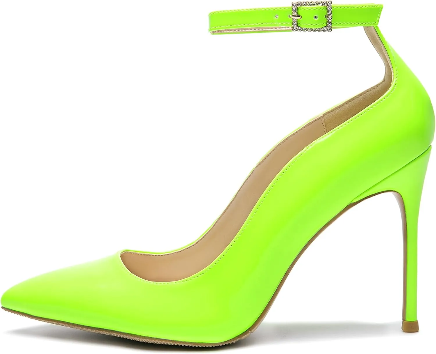 Women's Closed Toe Pointed Toe High Heels Pumps 4IN Stiletto Heels for Women Ankle Strap Dress Wedding Shoes