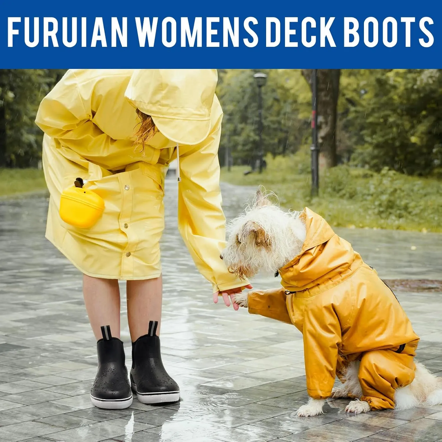 Women's Deck Boots Ankle Rain Boots Fishing Boots Rubber Waterproof Slip-Resistant Outdoor Work Shoes