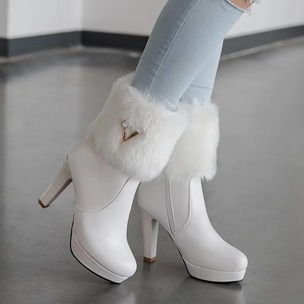 Women's Fur Lined Christmas Ankle Boots