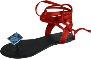 Women's Gladiator Roman Flat Sandals with Lace Up Strap Stylish Clip Toe Beach Sandales Summer Footwear Trendy Flats