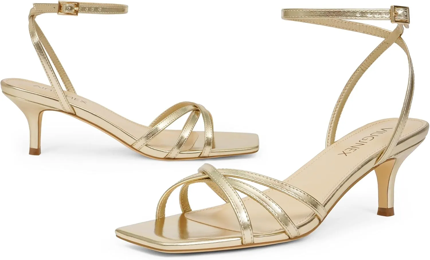 Women's Heeled Sandals Strappy Heels Low Kitten Stilettos Heels Square Open Toe Ankle Strap Dressy Sandals for Women Comfortable Summer High Heels