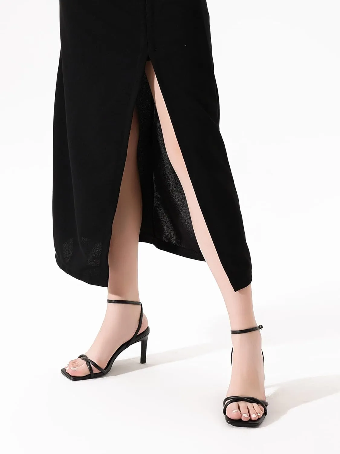 Women’s Heeled Sandals Strappy Stilettos Square Open Toe Heels Ankle Strap Comfort Dress Wedding Party Shoes