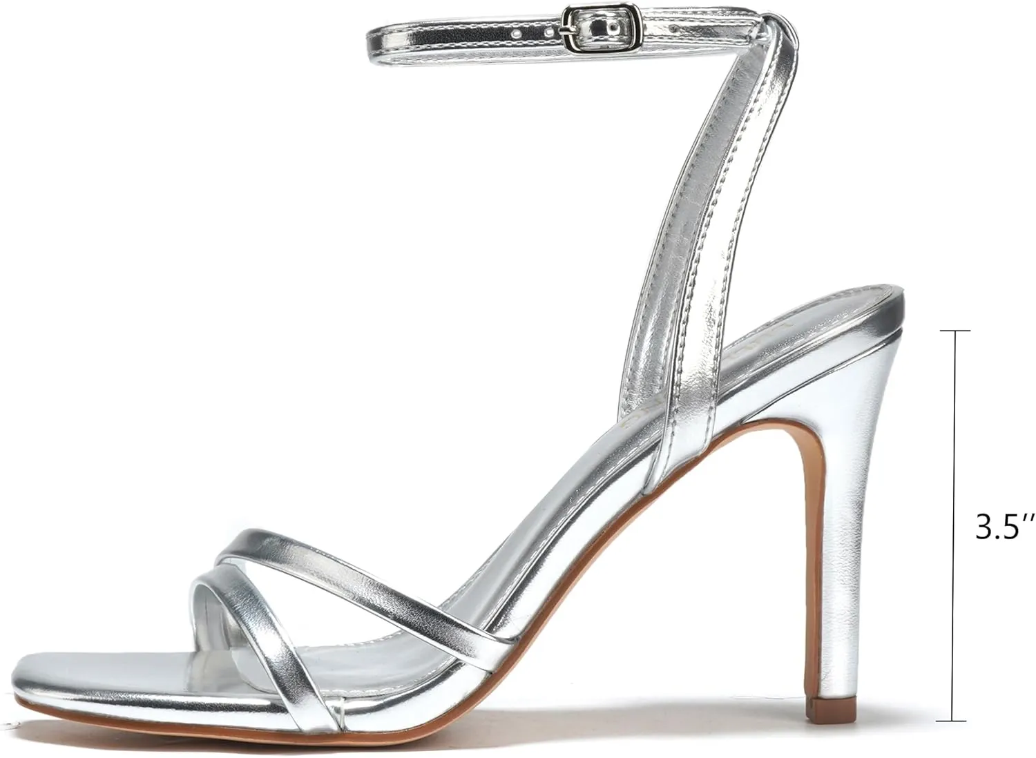 Women's Heels Strappy Ankle Strap High Heels 3.5 Inch Heeled Square Open Toe Sandals for Women