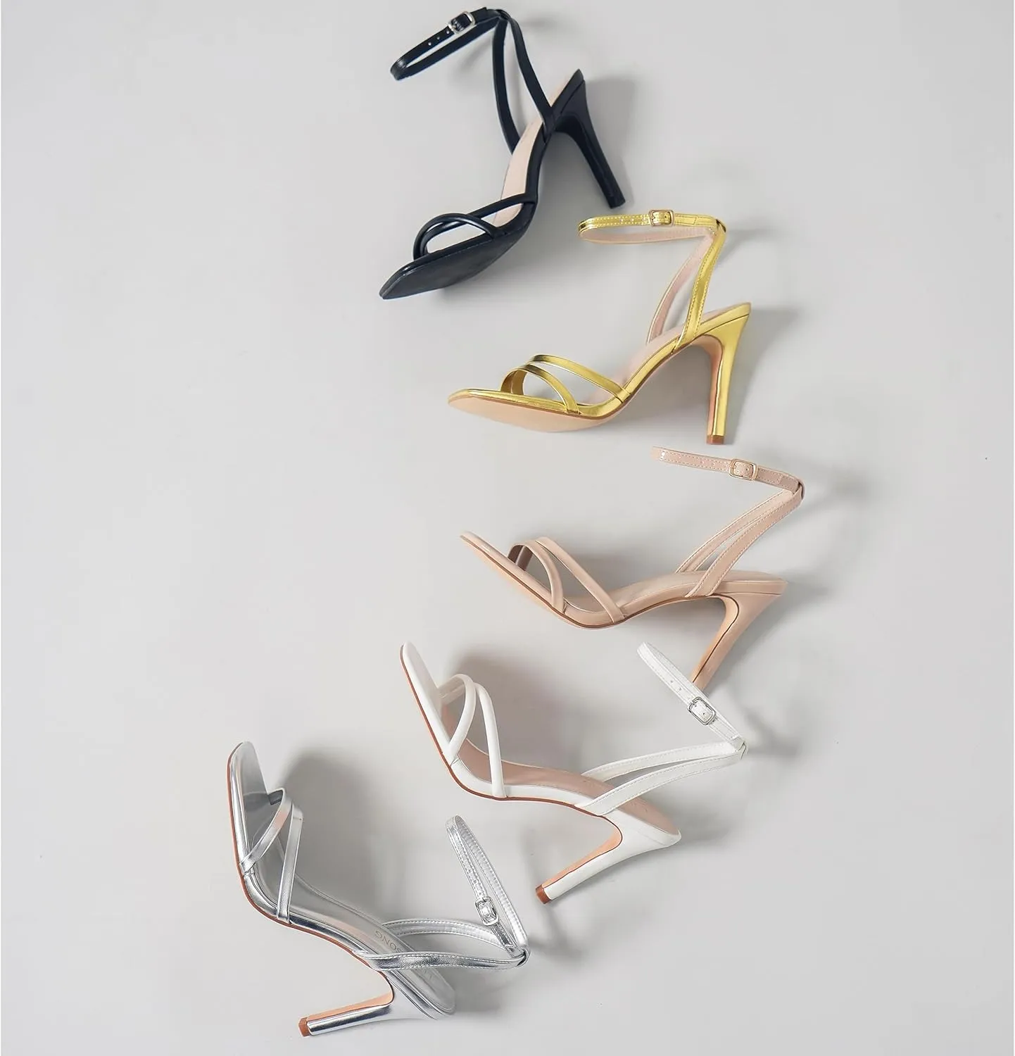 Women's Heels Strappy Ankle Strap High Heels 3.5 Inch Heeled Square Open Toe Sandals for Women