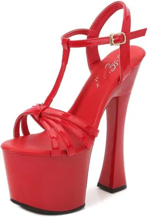 Women's High Heel Sandals Chunky Heel Fish Mouth Platform Sandals Sexy Catwalk Nightclub Model High Heels Heel Height 17Cm/6.6In
