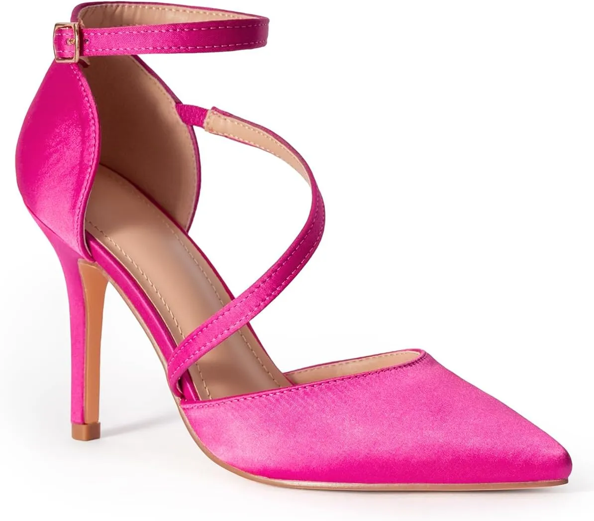 Women's High Heels Pumps Closed Pointed Toe Cross Strap D'Orsay Pumps Stiletto Heels Wedding Party Dress Shoes for Bridal