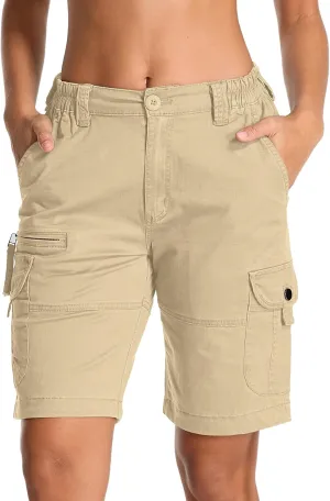 Womens Hiking Cargo Shorts Safari Cotton Lift The Buttocks Quick Dry Pants for Women Zip Pockets Outdoor Clothes