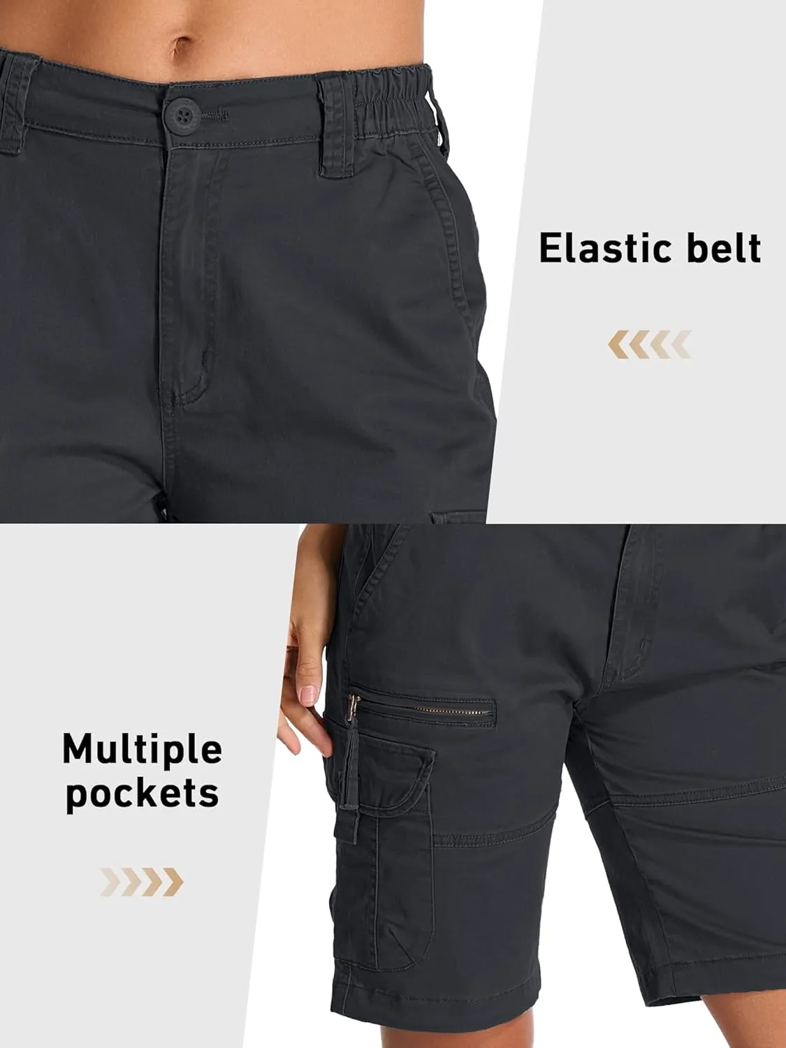Womens Hiking Cargo Shorts Safari Cotton Lift The Buttocks Quick Dry Pants for Women Zip Pockets Outdoor Clothes