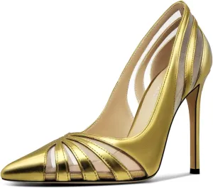Women's Mesh Pumps Pointed Toe High Heels Closed Toe Comfortable Dress Office Work Shoes for Women