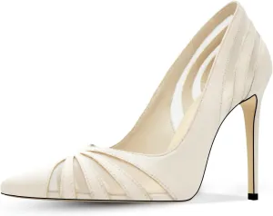 Women's Mesh Pumps Pointed Toe High Heels Closed Toe Comfortable Dress Office Work Shoes for Women