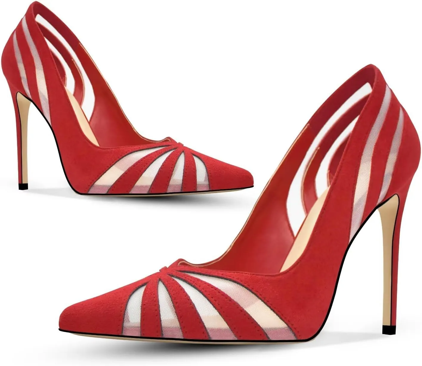 Women's Mesh Pumps Pointed Toe High Heels Closed Toe Comfortable Dress Office Work Shoes for Women