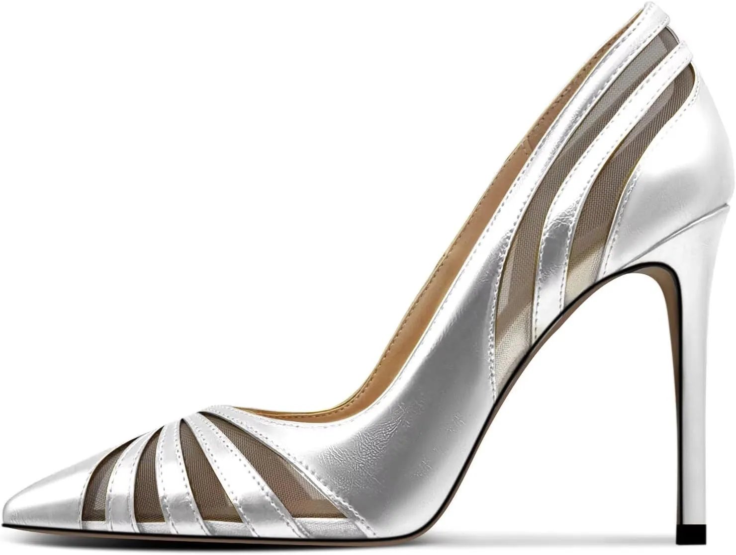 Women's Mesh Pumps Pointed Toe High Heels Closed Toe Comfortable Dress Office Work Shoes for Women