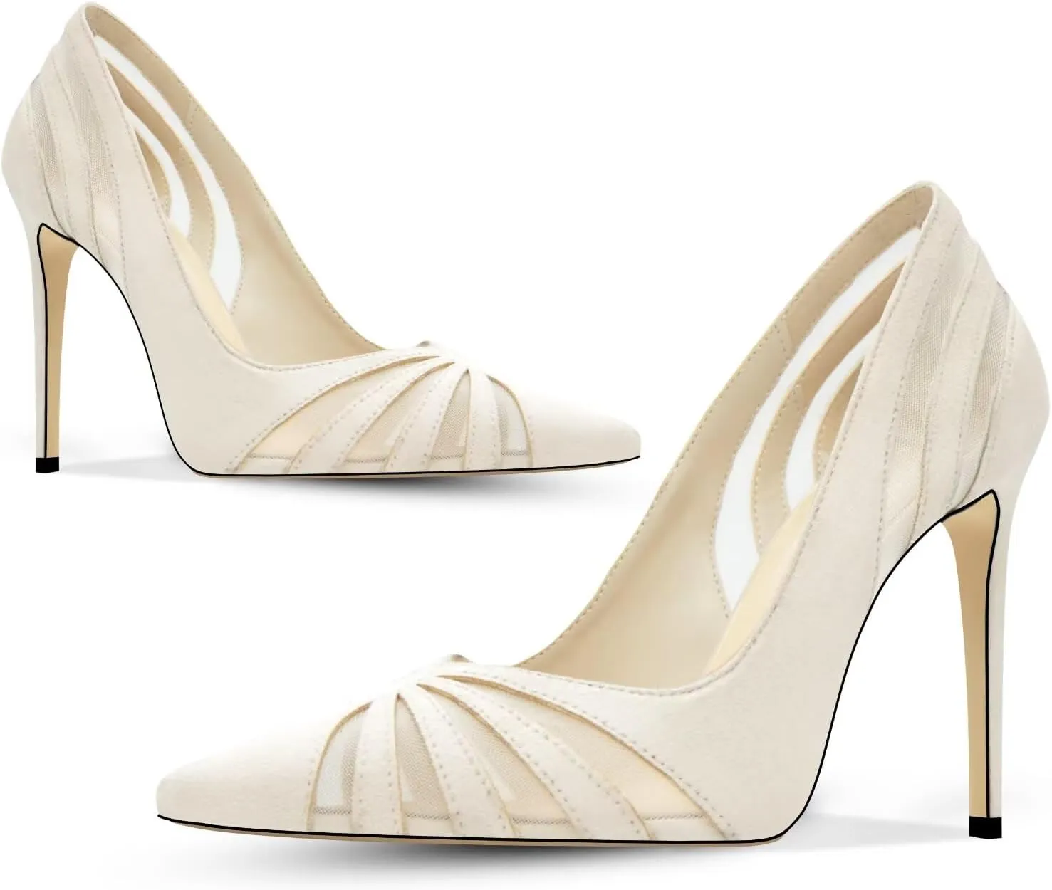 Women's Mesh Pumps Pointed Toe High Heels Closed Toe Comfortable Dress Office Work Shoes for Women