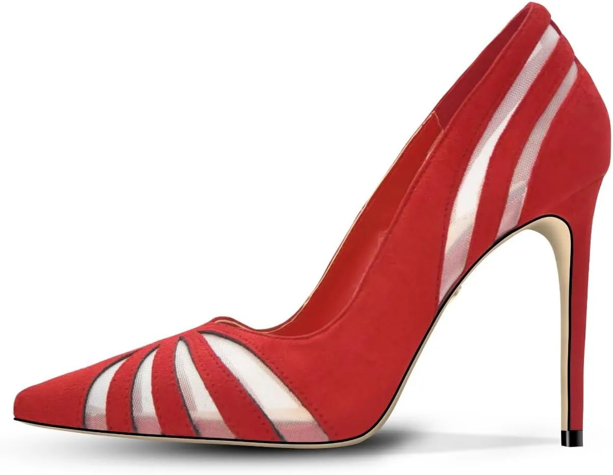 Women's Mesh Pumps Pointed Toe High Heels Closed Toe Comfortable Dress Office Work Shoes for Women
