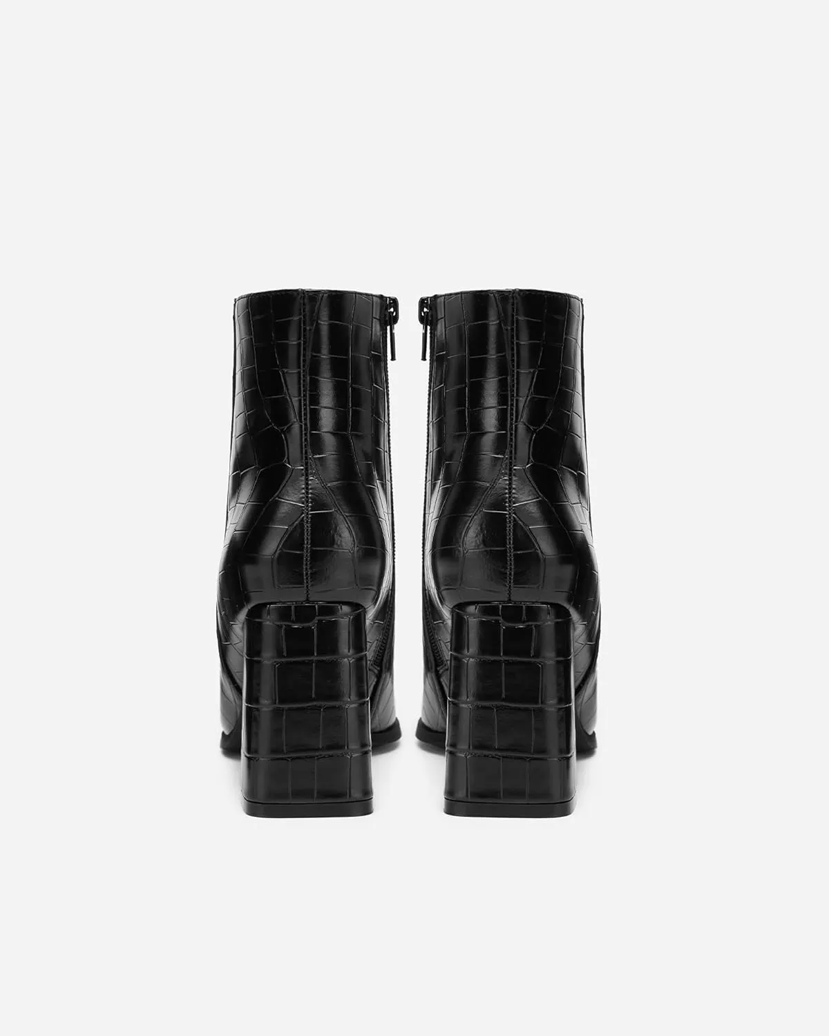 Women's Minimalist Square Toe Ankle Boots - Chunky Heel Work Booties, Office Closed Toe Shoes