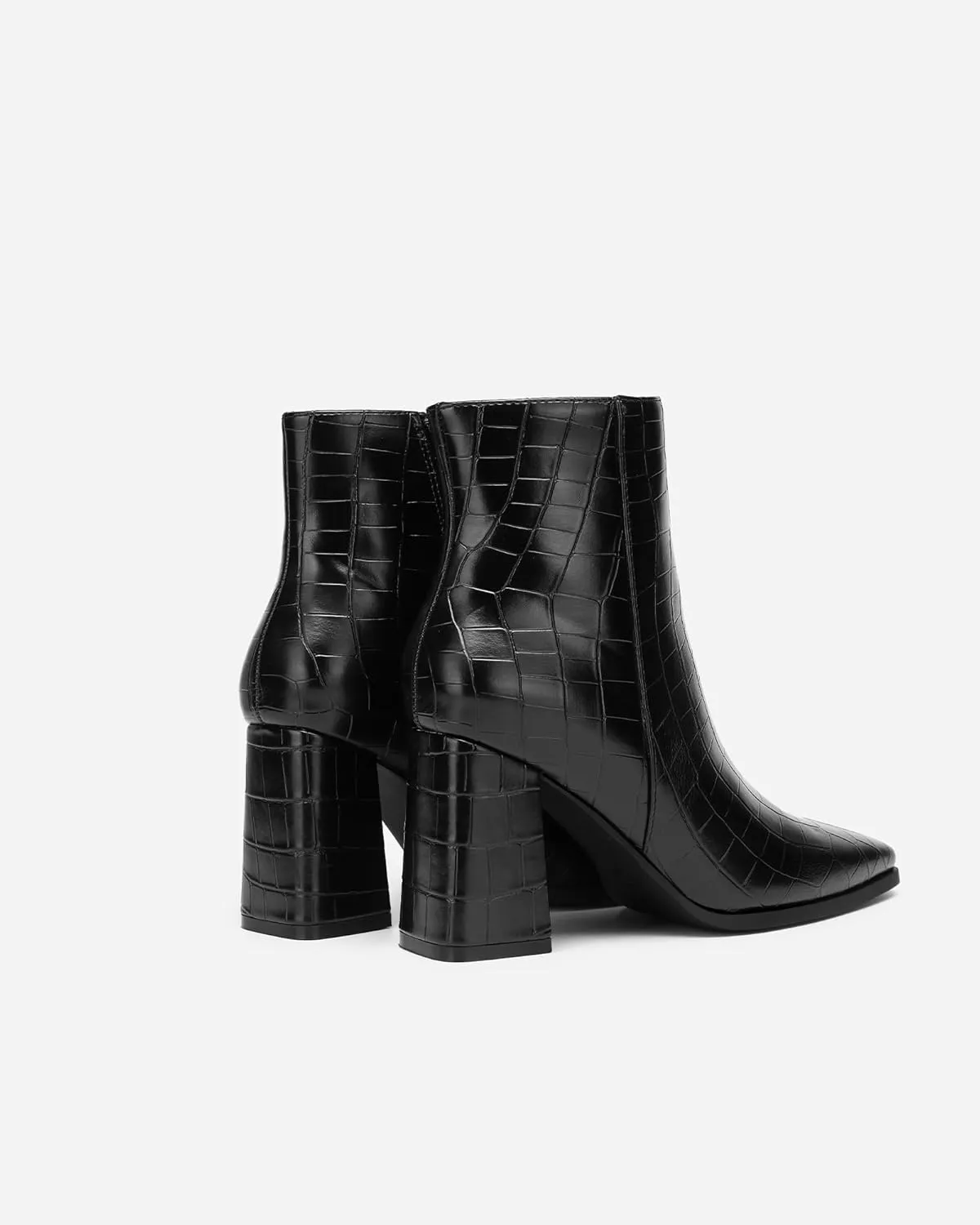 Women's Minimalist Square Toe Ankle Boots - Chunky Heel Work Booties, Office Closed Toe Shoes