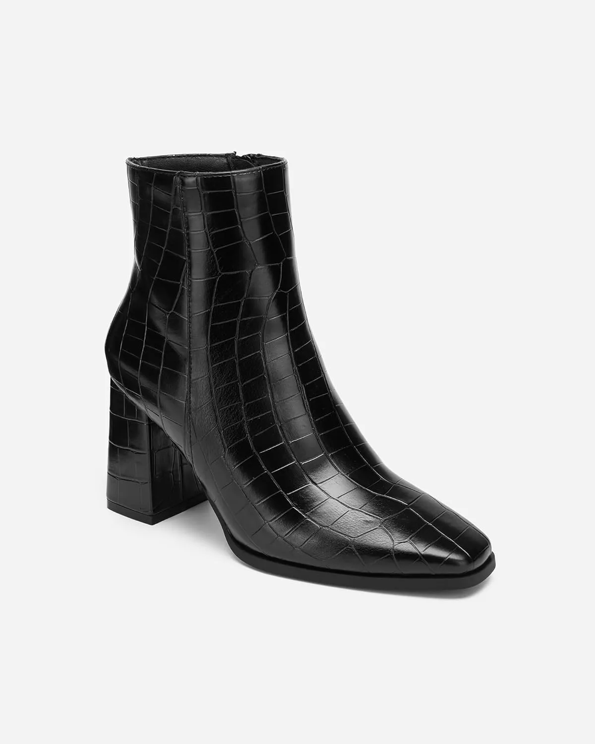 Women's Minimalist Square Toe Ankle Boots - Chunky Heel Work Booties, Office Closed Toe Shoes