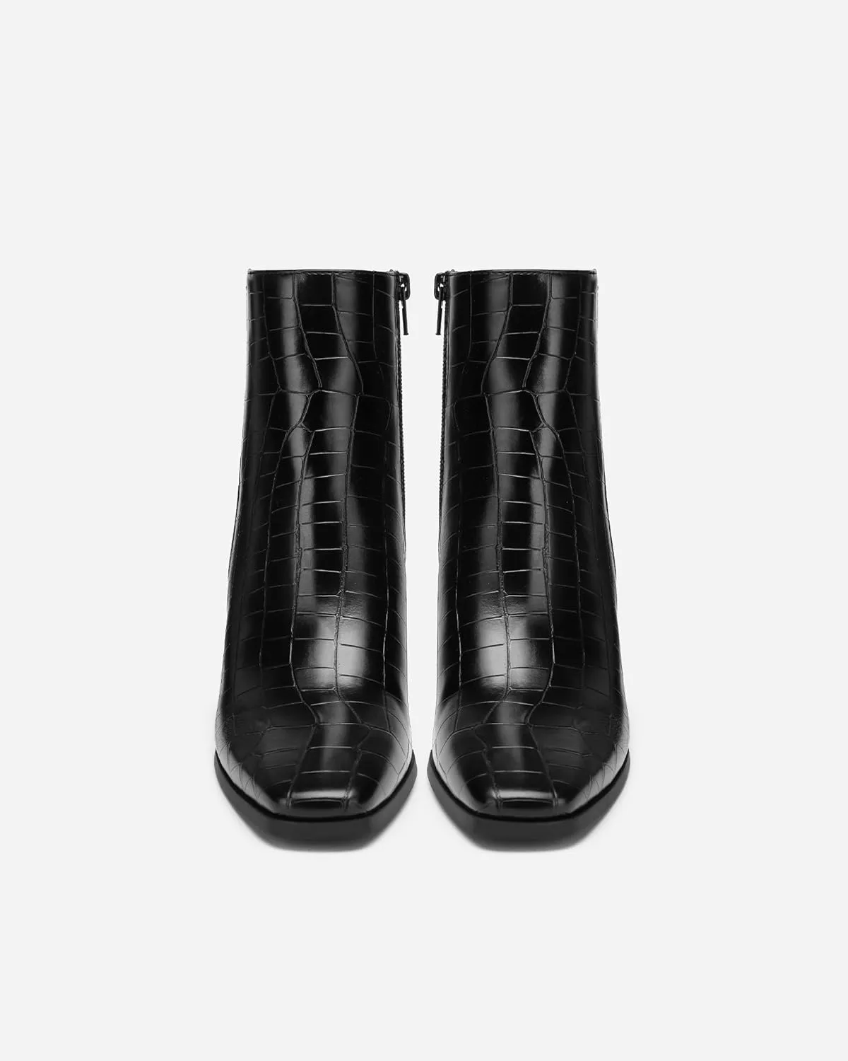 Women's Minimalist Square Toe Ankle Boots - Chunky Heel Work Booties, Office Closed Toe Shoes