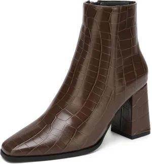 Women's Minimalist Square Toe Ankle Boots for work wedding
