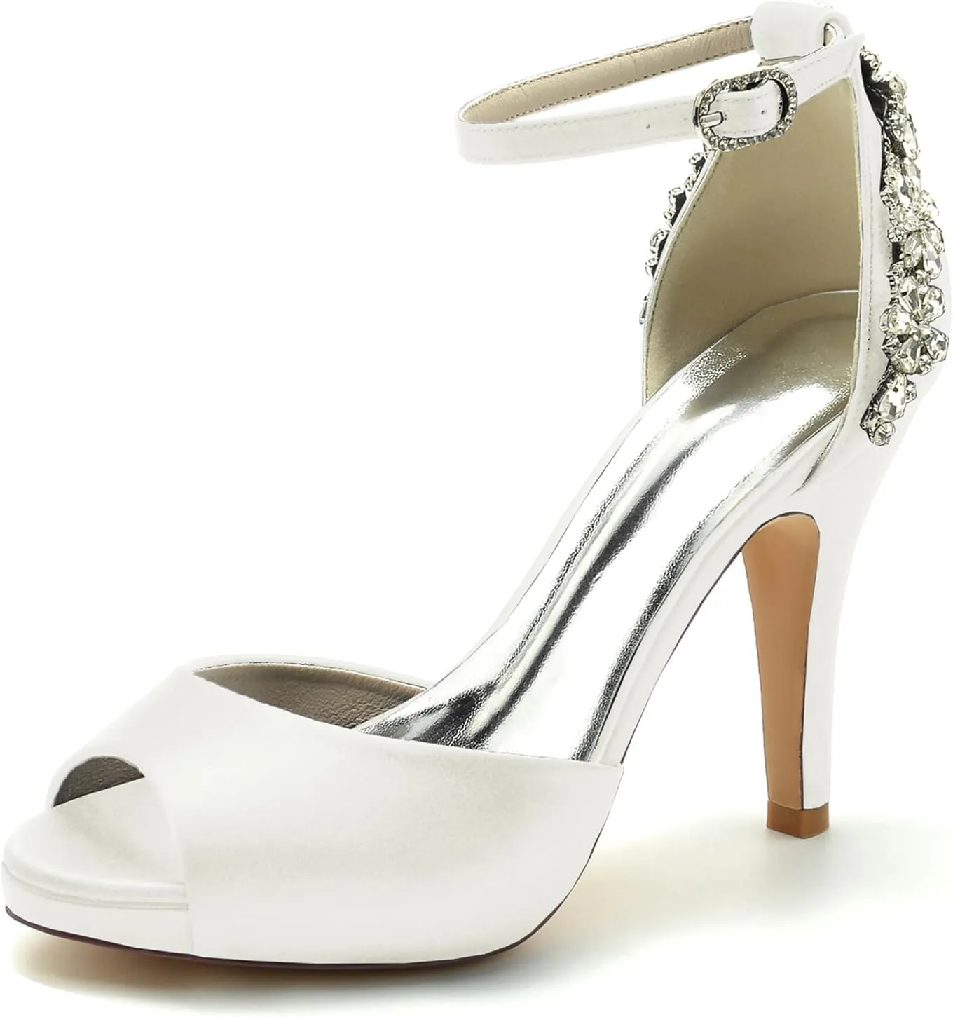 Women's Party Dress Pumps for Bridal Stiletto Heel Ankle Strap Sandals Open Toe Wedding Shoes