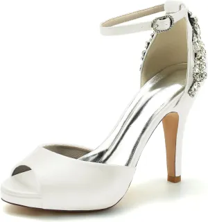 Women's Party Dress Pumps for Bridal Stiletto Heel Ankle Strap Sandals Open Toe Wedding Shoes