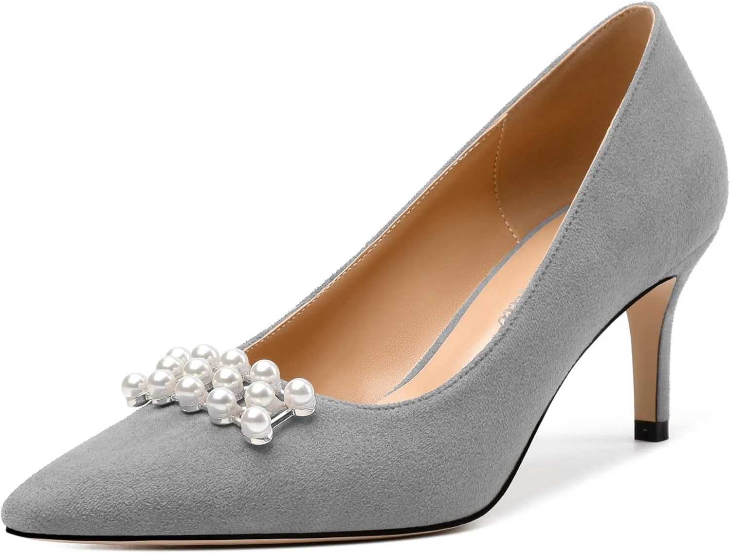 Women's Pearl Heels Pumps, Fashion Pointed Toe High Stiletto Heels Wedding Prom Dress Shoes for Women