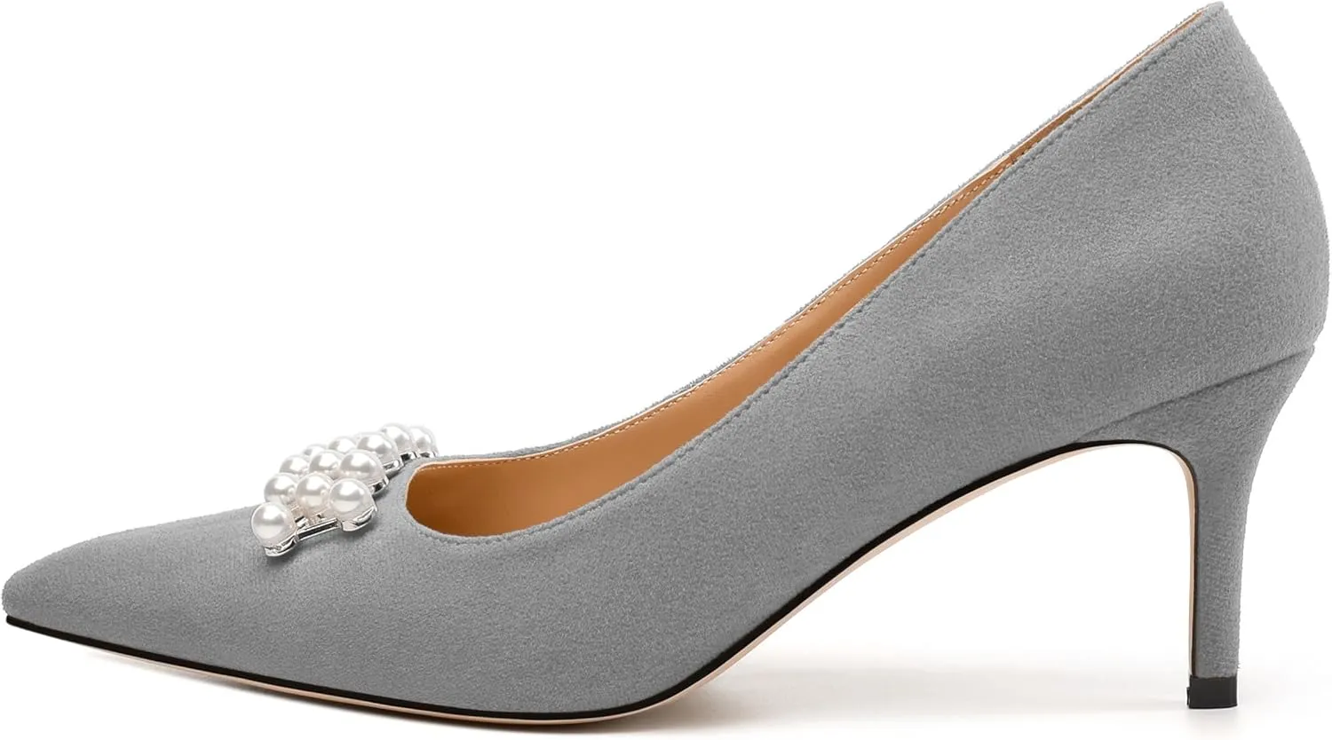 Women's Pearl Heels Pumps, Fashion Pointed Toe High Stiletto Heels Wedding Prom Dress Shoes for Women