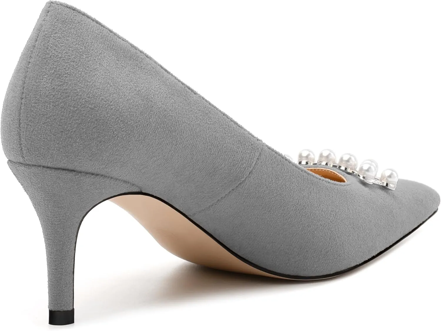 Women's Pearl Heels Pumps, Fashion Pointed Toe High Stiletto Heels Wedding Prom Dress Shoes for Women
